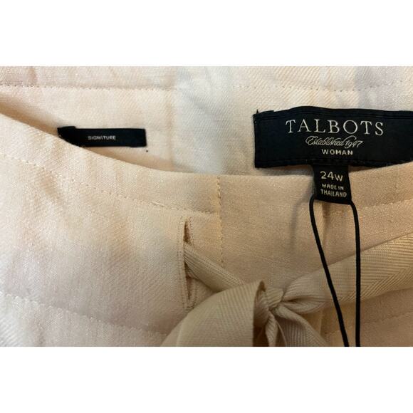 Talbots 100% Linen Cream Trousers Plus Size 24W NWT - Picture 5 of 8